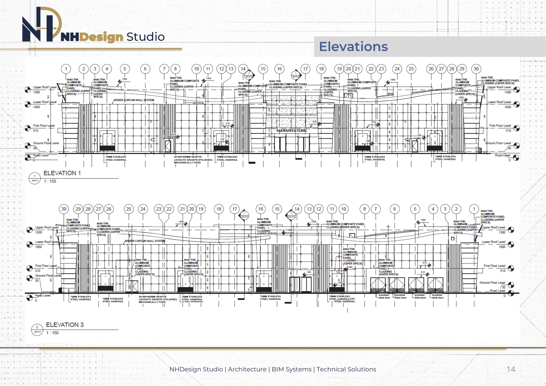 GCC Healthcare Project elevations and technical drawing output