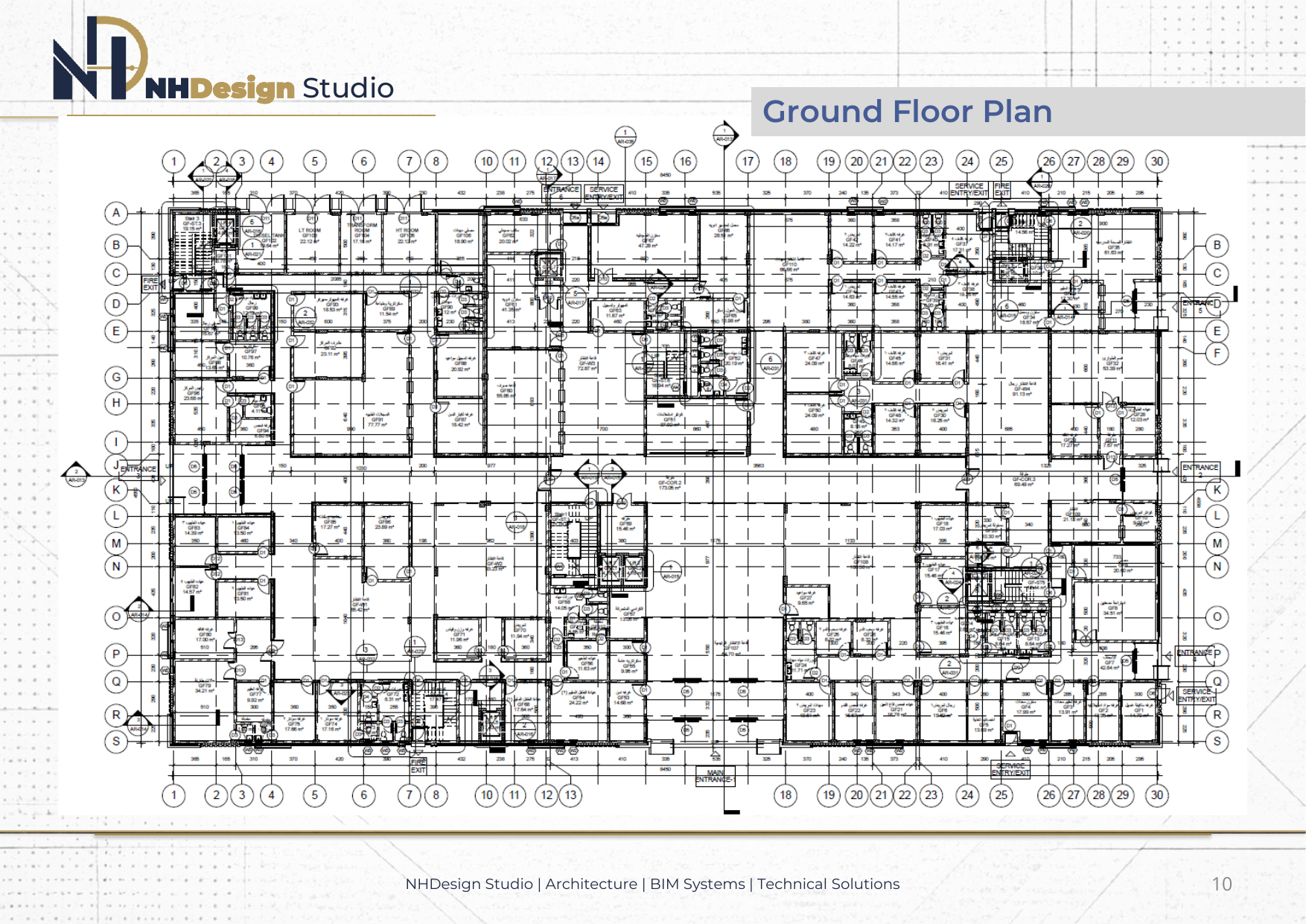 Model-based ground floor plan illustrating the studio's technical documentation capability
